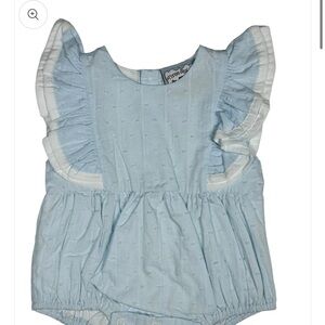 Light Blue Ruffled Baby Romper by Three Sisters Baby 12 month